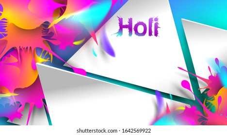 Abstract Happy Holi Background color festival with empty space for text. Copy space color festival for greeting or poster background. - Vector