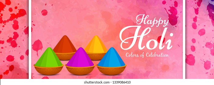 Abstract Happy Holi colorful banner template