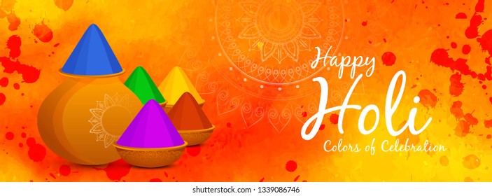 Abstract Happy Holi Indian festival banner vector