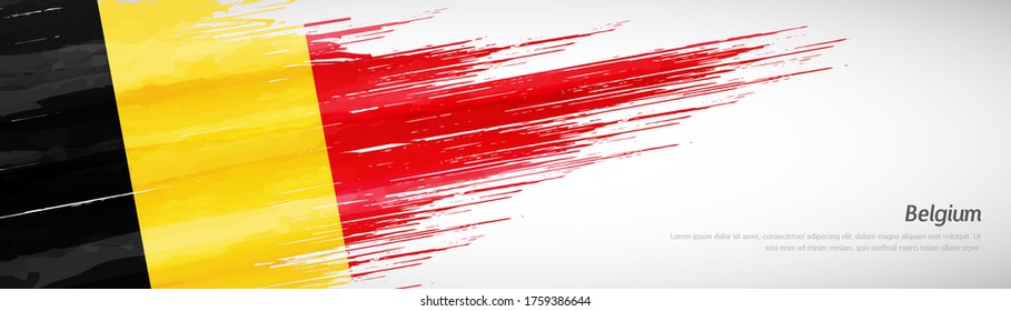 Abstract happy independence day of Belgium with creative watercolor national brush flag background