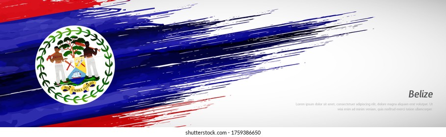 Abstract happy independence day of Belize with creative watercolor national brush flag background