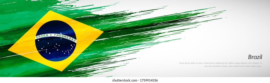 Abstract happy independence day of Brazil with creative watercolor national brush flag background