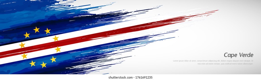 Abstract happy independence day of Cape Verde with creative watercolor national brush flag background