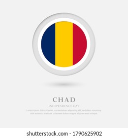 Abstract happy independence day of Chad country with country flag in circle greeting background
