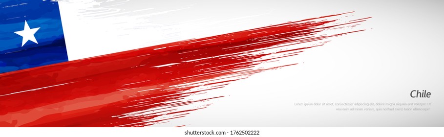Abstract happy independence day of Chile with creative watercolor national brush flag background