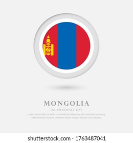 Resumen del feliz día de la independencia del país de Mongolia con la bandera del país en círculo de bienvenida