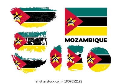 Abstract happy independence day of Mozambique with creative watercolor national brush flag background. Vector illustration