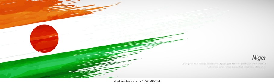 Abstract happy independence day of Niger with creative watercolor national brush flag background