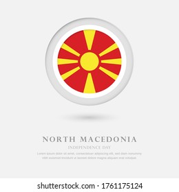 Abstract happy independence day of North Macedonia country with country flag in circle greeting background