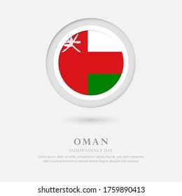 Abstract happy independence day of Oman country with country flag in circle greeting background