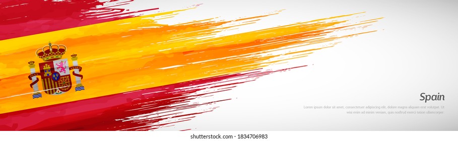 Abstract happy independence day of Spain with creative watercolor national brush flag background