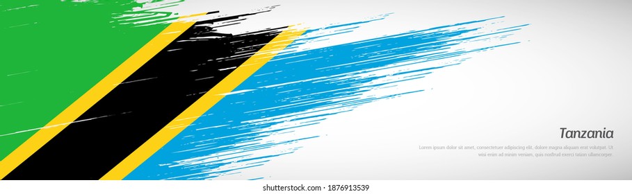 Abstract happy independence day of Tanzania with creative watercolor national brush flag background