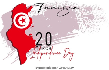 Abstract happy independence day of  Tunisia with creative watercolor national brush flag background, Tunisia Independence Day 20 March
