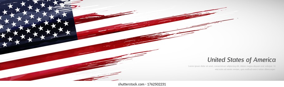 Abstract happy independence day of United States of America with creative watercolor national brush flag background