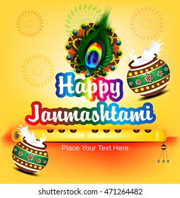 abstract happy janamashtami flute background vector illustration 