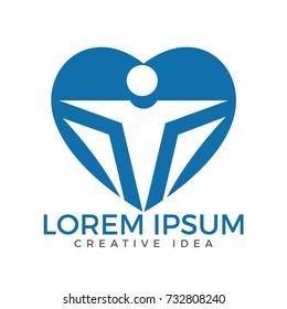 Abstract happy man logo. Concept of life and health sign.