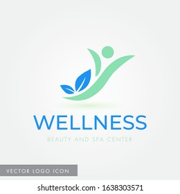 Resumen de la forma del hombre feliz, estilo de vida natural, logotipo de bienestar/icono