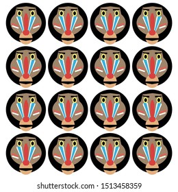 Abstract happy monkey face pattern, cool mood