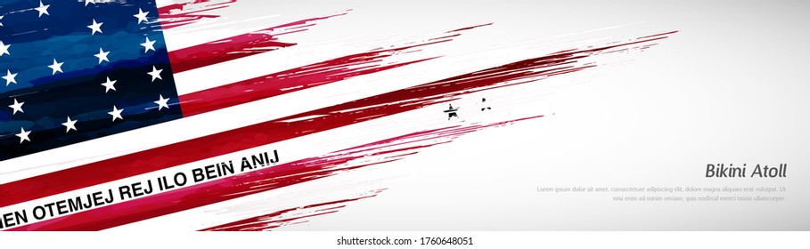 Abstract happy national day of Bikini Atoll with creative watercolor national brush flag background