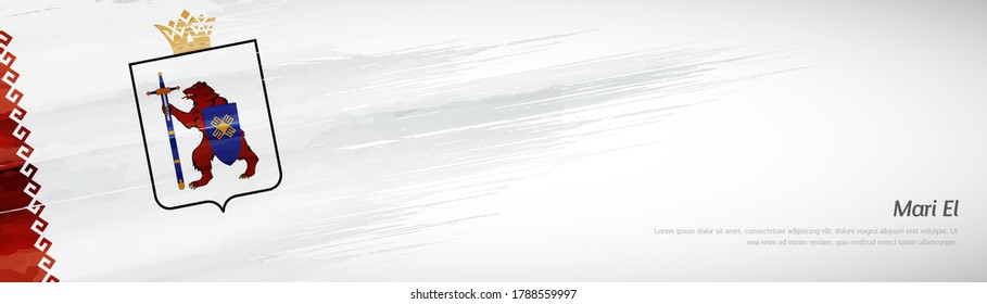 Abstract happy national day of Mari El with creative watercolor national brush flag background