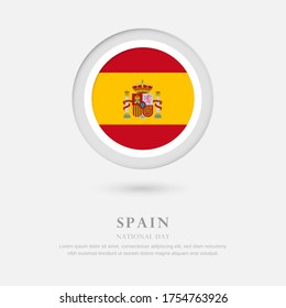 Abstract happy national day of Spain country with country flag in circle greeting background