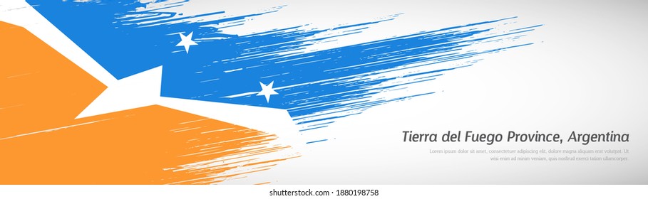 Abstrakter, glücklicher Nationalfeiertag der Provinz Tierra del Fuego Argentinien mit kreativem Hintergrund der nationalen Pinselflagge