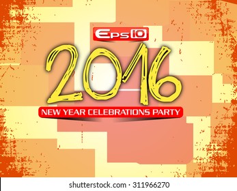 Abstract Happy new year 2016 Text Design in grunge background.