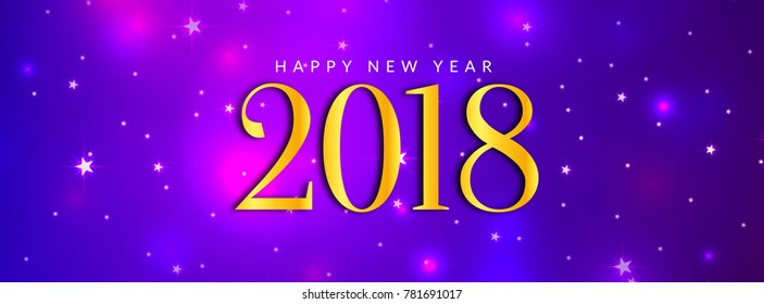 Abstract Happy New Year 2018 bright modern banner design