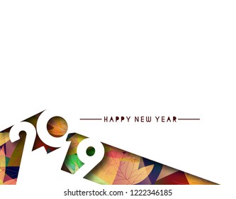 Abstract Happy New Year 2019 Text Design Patter, Vector illustration.