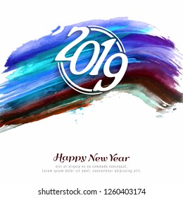 Abstract Happy new year 2019 celebration watercolor background