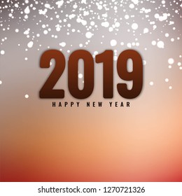 Abstract Happy New Year 2019 greeting background. New Year is the time or day at which a new calendar year begins and the calendar's year count increments by one.