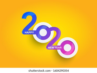 Abstract happy New Year 2020 logo text design. Cover of business. Brochure design template, card, banner. Vector illustration.