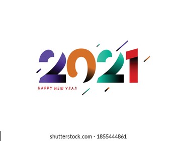 Abstract Happy New Year 2021 Text Typography Design Patter, Vector illustration.