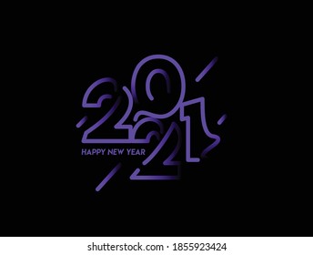 Abstract Happy New Year 2021 Text Typography Design Patter, Vector illustration.