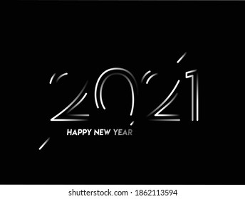 Abstract Happy New Year 2021 Text Typography Design Patter, Vector illustration.