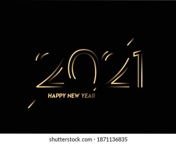 Abstract Happy New Year 2021 Text Typography Design Patter, Vector illustration.