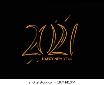 Abstract Happy New Year 2021 Text Typography Design Patter, Vector illustration.