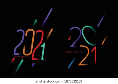 Abstract Happy New Year 2021 Text Typography Design Patter, Vector illustration.