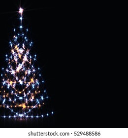 Abstract Happy New Year colorful abstraction background Christmas tree yellow