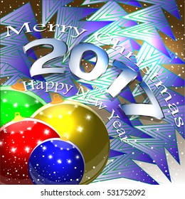 Abstract Happy New Year colorful abstraction background Christmas tree blue