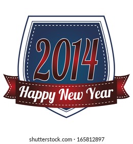 abstract happy new year label on a white background