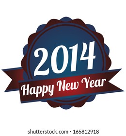abstract happy new year label on a white background