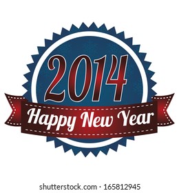 abstract happy new year label on a white background