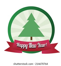 abstract happy new year label on a white background