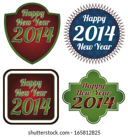 abstract happy new year labels on a white background
