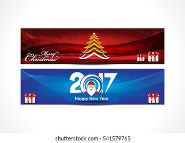 abstract happy new year and merry Christmas web banner background vector illustration 