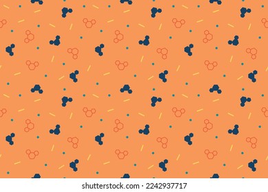 Abstract happy pattern dark background seamless. Vector Illustration for holiday designs, party, birthday, invitation. Memphis pattern of geometric shapes for tissue and postcards. 