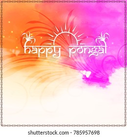 Abstract Happy Pongal watercolor background design