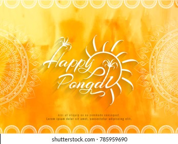 Abstract Happy Pongal watercolor background design