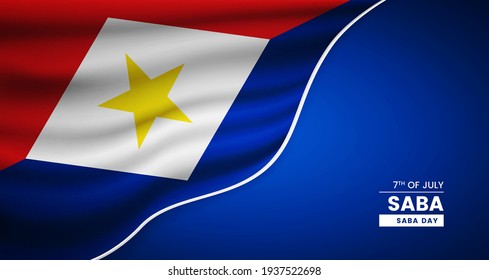 Abstract happy saba day background with elegant fabric flag and typographic illustration